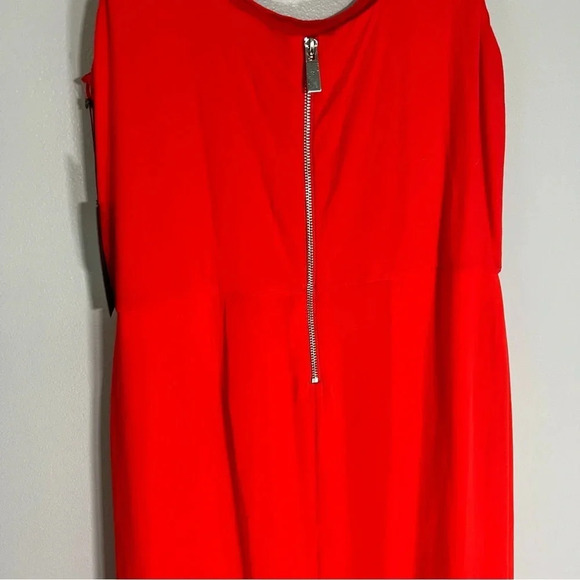 Vince Camuto Maxi Dress NEW Red/Orange Sheer Overlay Size XL Holiday Stretch NWT - Picture 6 of 12